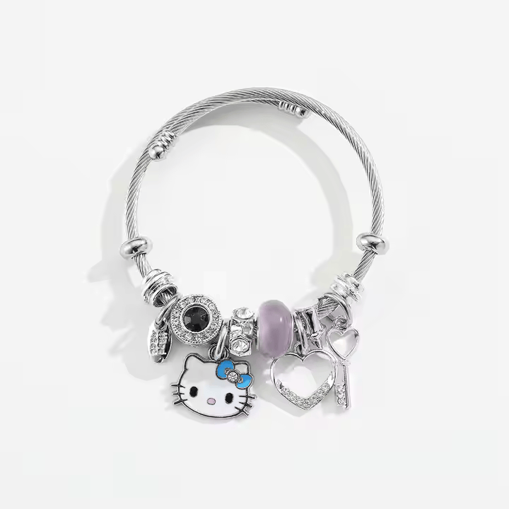 Alloy Kitty Charm cute Kids Bracelet