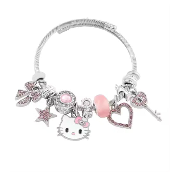 Alloy Kitty Charm cute Kids Bracelet