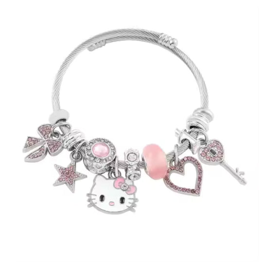 Alloy Kitty Charm cute Kids Bracelet